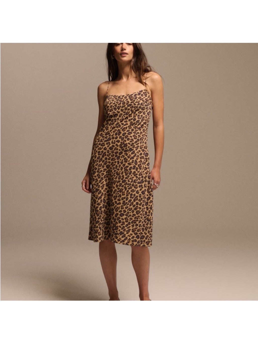 Abercrombie & Fitch Leopard Print Midi Dress - Tan And Brown